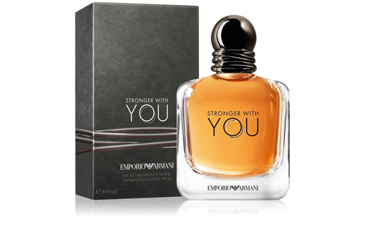 Stronger With You Eau De Toilette Armani Stronger With You Eau de Toilette presents a woody and thoughtfully crafted masculine fragrance with warm and sensual notes. This perfume is both intense and emotional, highlighting masculine strength and tendernes