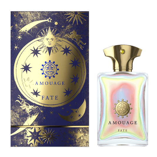Fate For Men Eau De Parfum The spicy men's Eau de Parfum Amouage Fate introduces an entirely new dimension to masculine fragrances. The unique combination of the finest essences will highlight your innate charm, which awakens as night falls. This fragranc