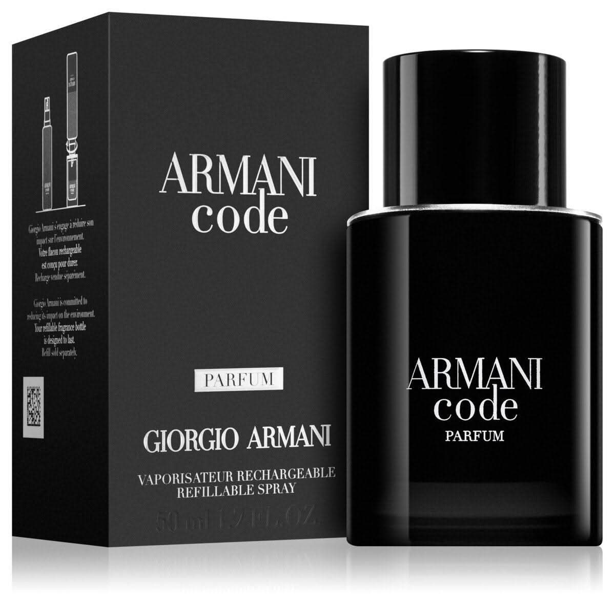 Code Homme Parfum Eau De Parfum Armani Code Homme Parfum Eau De Parfum is an elegant and seductive men’s fragrance that combines class and strength. This perfume reveals a rich palette of notes that blend intensity and longevity. Notes: Top Notes: The fra