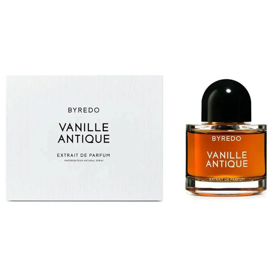 Vanille Antique Extrait De Parfum Byredo Vanille Antique Extrait de Parfum is a sophisticated and luxurious fragrance, renowned for its rich blend of smoky vanilla, wood, and amber notes. A reinterpretation of classic vanilla, Vanille Antique presents a d